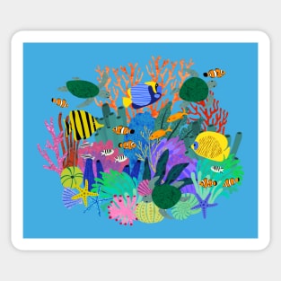 Coral Reef - multicoloured Sealife pattern by Cecca Designs Sticker